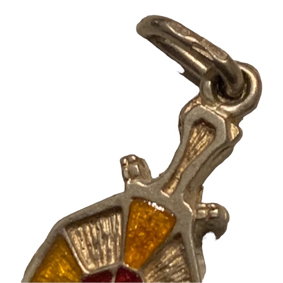 Vintage Italian Yellow & Red Enamel & Sterling Silver Turtle Pendant Or Charm - Picture 4 of 7